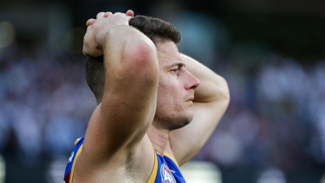 MELBOURNE, AUSTRALIA - SEPTEMBER 30: A dejected Dayne Zorko of the Lions is seen during the 2023 AFL Grand Final match between the Collingwood Magpies and the Brisbane Lions at the Melbourne Cricket Ground on September 30, 2023 in Melbourne, Australia. (Photo by Russell Freeman/AFL Photos via Getty Images)