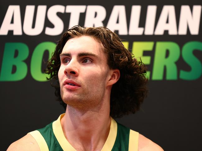 MELBOURNE, AUSTRALIA - JUNE 28: Australian Boomers player Josh Giddey attends an in-store appearance at QV Shopping Centre on June 28, 2024 in Melbourne, Australia. (Photo by Quinn Rooney/Getty Images)