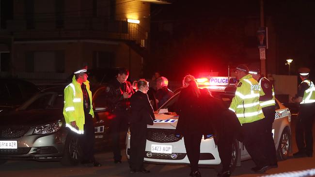 Police at the scene on George Street in Norwood. Picture: Calum Robertson