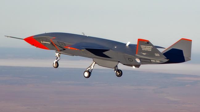 The Australian-developed Boeing Loyal Wingman military drone completes its first test flight at RAAF Base Woomera. Picture: Supplied