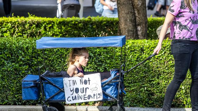 The Freedom Rally in the Brisbane CBD on Saturday. Picture: Richard Walker