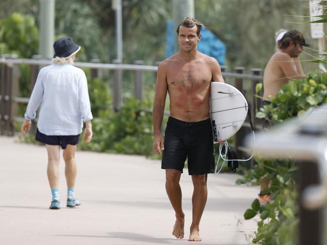 Pro surfer Julian Wilson after surfing at Coolum. Picture Lachie Millard
