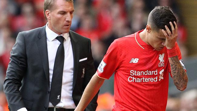 Brazilian playmaker Philippe Coutinho was sent off in Liverpool’s defeat to West Ham