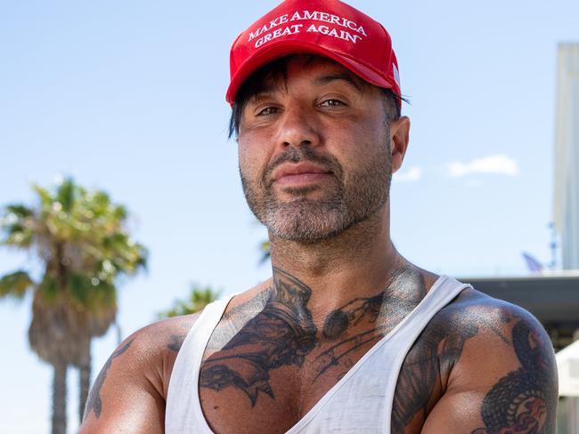 Angelo Notta was told by staff at Captain Baxter to remove his MAGA hat. Picture: Jason Edwards