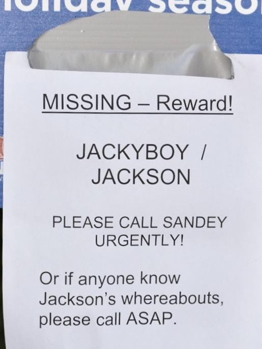 One of the signs placed about Jackson Stacker at Sleepy Hollow Rest Area, 40km north of Byron Bay in the Pacific Highway.