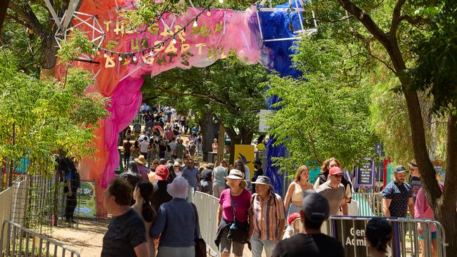 Outside the Garden of Unearthly Delights at the Adelaide Fringe on Sunday. Picture: Matt Loxton