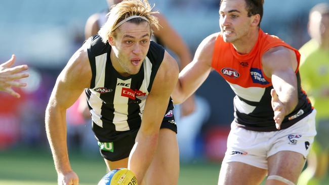 The Pies’ attention now turns to Darcy Moore, with Sydney circling. Picture: Michael Klein