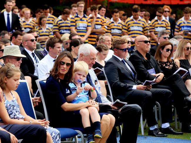 The service on the oval followed a private funeral. Picture: Mark Evans