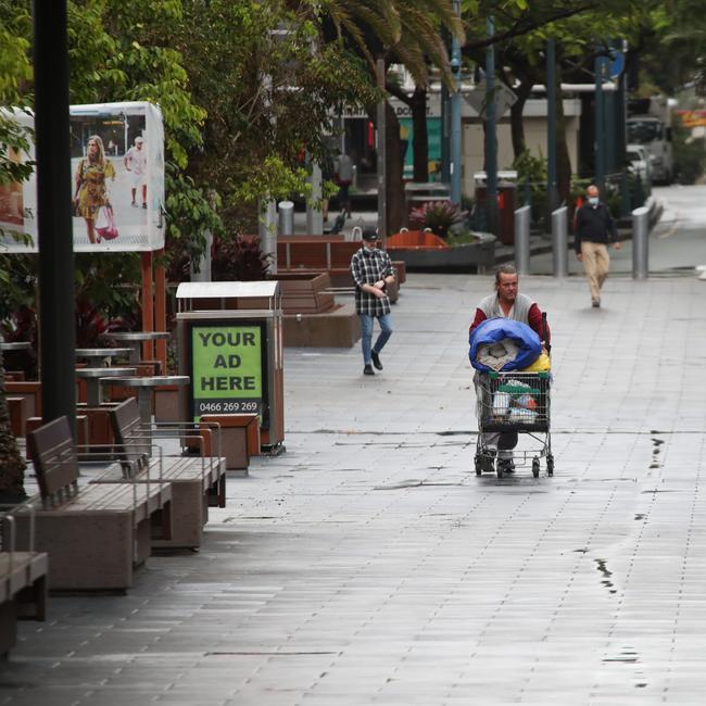 Day three of the Gold Coast lockdown. A deserted Mall at Surfers Paradise. Picture Glenn Hampson