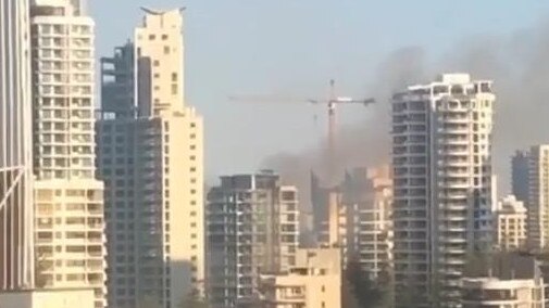 The smoke can be seen throughout Surfers Paradise. Picture: Zachary Bell