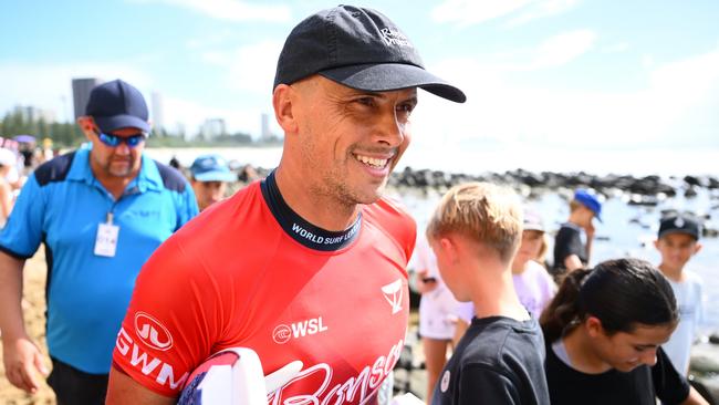 GOLD COAST, AUSTRALIA - MAY 10: Julian Wilson of Australia smiles after winning his Quarterfinal heat during the Bonsoy Gold Coast Pro on May 10, 2025 in Gold Coast, Australia. (Photo by Matt Roberts/Getty Images)