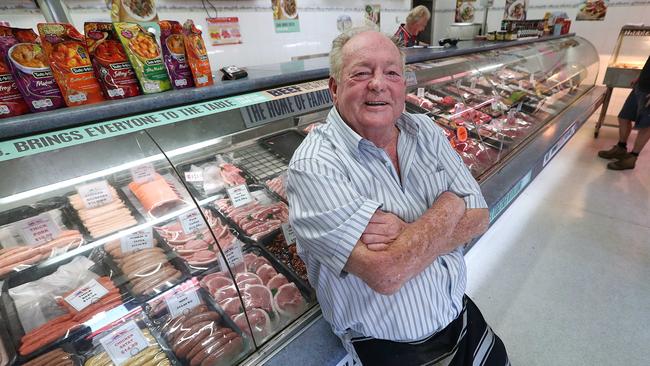 22/8/2018: Terry Orreal , an old school butcher is a sounding board for the member for Dickson, Peter Dutton, at his butcher shop in Brendale, Brisbane. Lyndon Mechielsen/The Australian