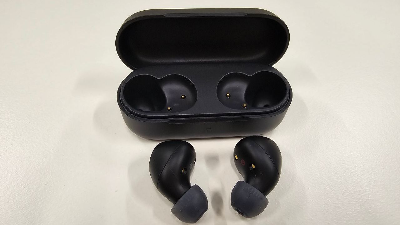 The Sony Truly Wireless Earbuds and the charging case. Picture: Supplied/Tahnee-Jae Lopez-Vito.