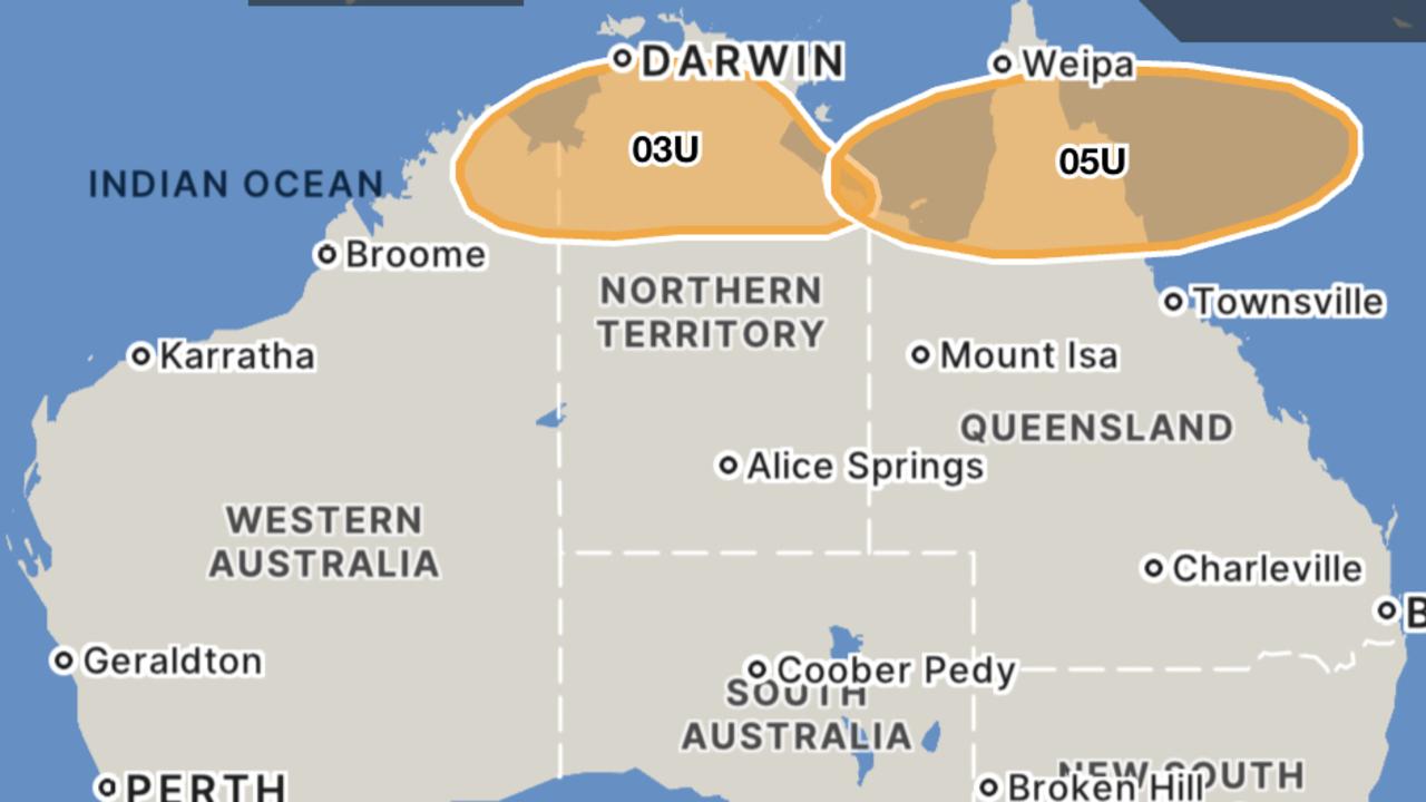 Darwin is likely to be impacted by two potential cyclones. Picture: BOM.