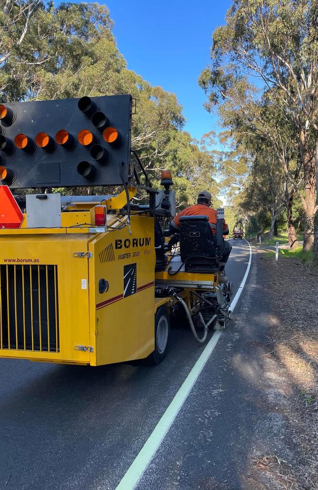 Tarmac Linemarking John Emanuelli said he has been swamped by businesses and councils looking to have their paths illuminated. Photo: Tarmac Linemarking