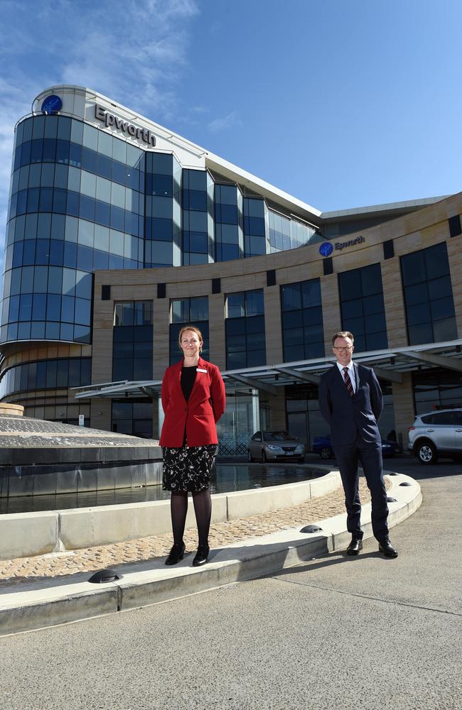 Departing Epworth Geelong Executive General Manager Leonie Lloyd (left) Picture: David Smith