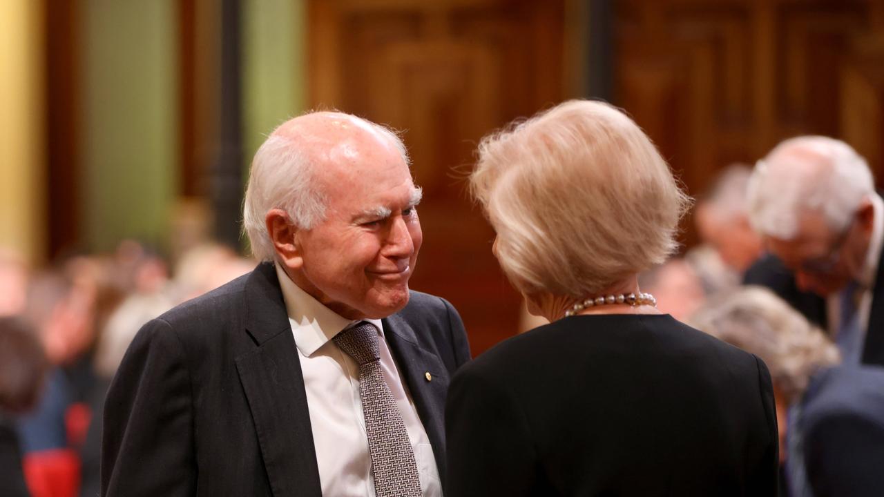 Former Prime Minister John Howard pictured at the memorial service for Lang Walker AO at the Sydney Town Hall. Picture: NCA NewsWire / Damian Shaw