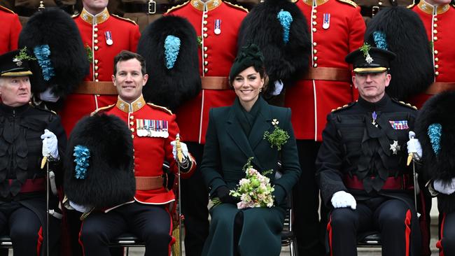 Princess Catherine poses for the official Sergeants' Mess photo at Wellington Barracks. Picture: WPA Pool/Getty Images.