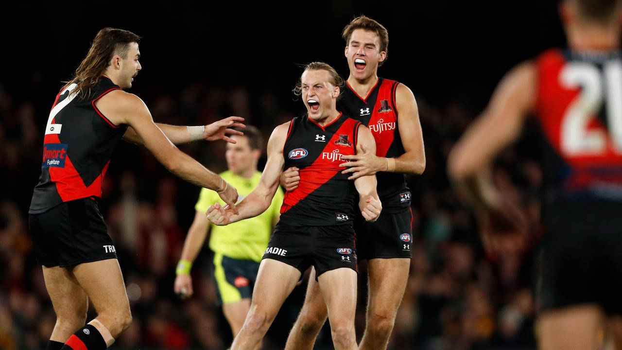 Essendon stormed over Hawthorn in the last quarter to win at Marvel Stadium. Picture: Dylan Burns/AFL Photos via Getty Images