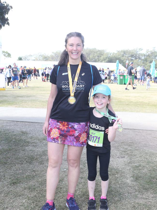 Gold Coast Marathon 2023 Kellie and Lilly Saunders. 1 July 2023 Southport Picture by Richard Gosling
