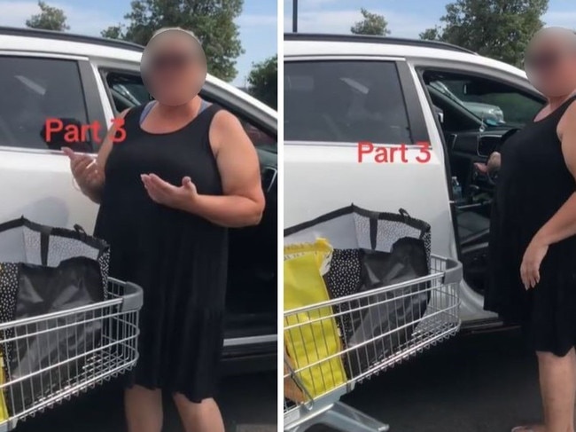 Shopper confronted for leaving dog in car. Picture: TikTok