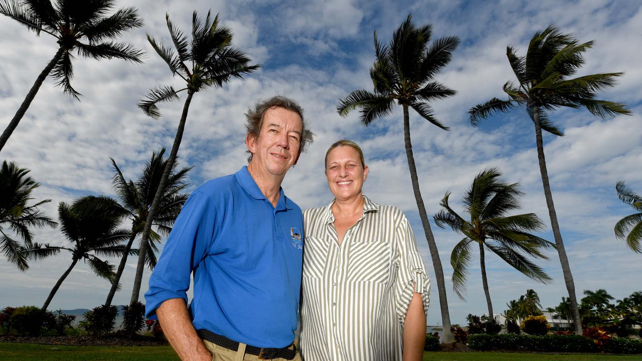 Townsville Sailing Club President John Byrne with Olympian and Councillor Suzy Batkovic on the Strand. Picture: Evan Morgan