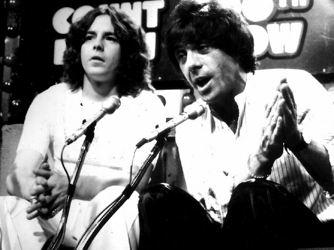 Sparring partners ... John Paul Young convinced police to take a drunk Molly Meldrum to the station after the 100th show. Picture: Supplied