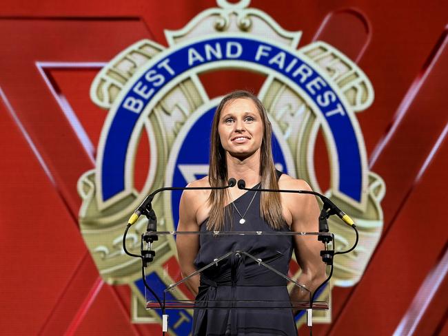 Fremantle’s Kiara Bowers was named joint best-and-fairest winner for 2021. Picture: Getty Images