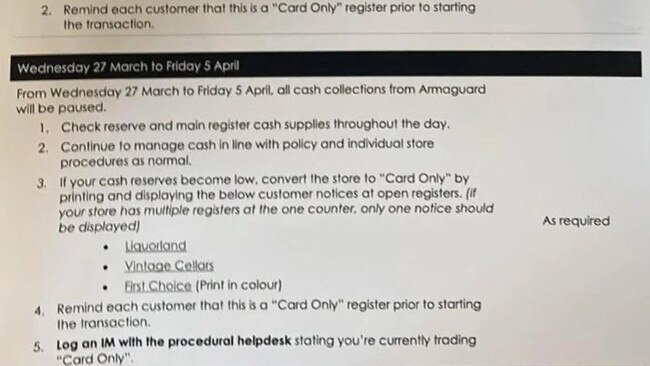 The memo was reportedly shared to social media by a Coles employee. Picture: Reddit