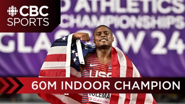 Christian Coleman reacts to 60m gold-medal win at World Athletics ...