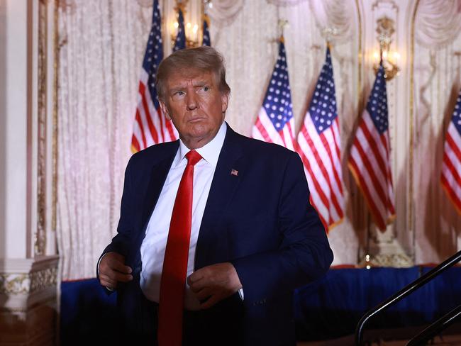 Former US President Donald Trump leaves the stage after speaking during an event at his Mar-a-Lago home in Palm Beach, Florida. Picture: AFP