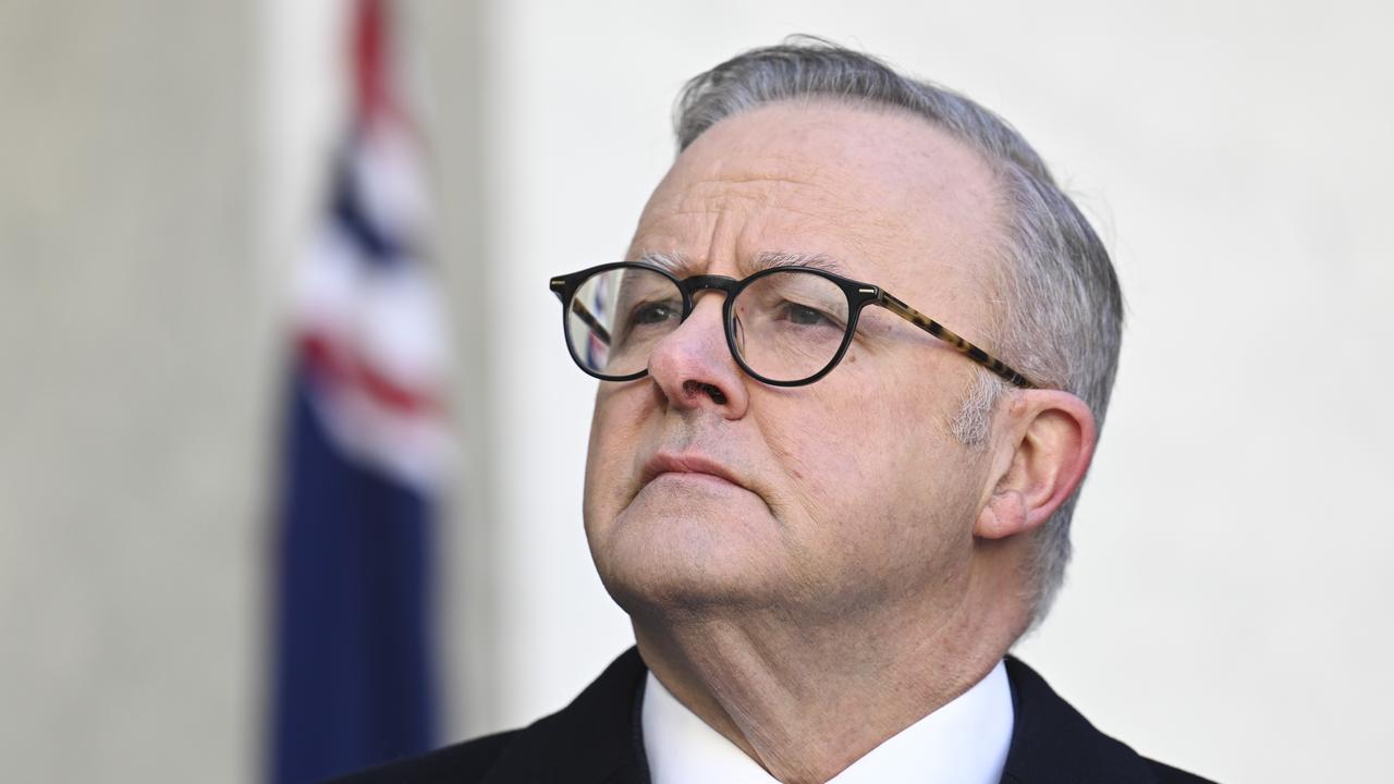 Prime Minister Anthony Albanese holds a press conference at Parliament House in Canberra. Picture: NewsWire / Martin Ollman