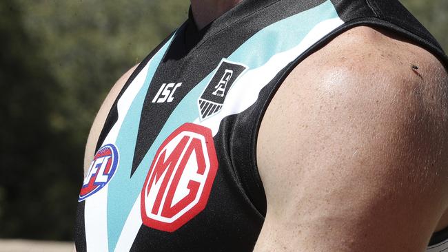 Port Adelaide Football Club announce a new major sponsor, MG, this year. Picture: Sarah Reed