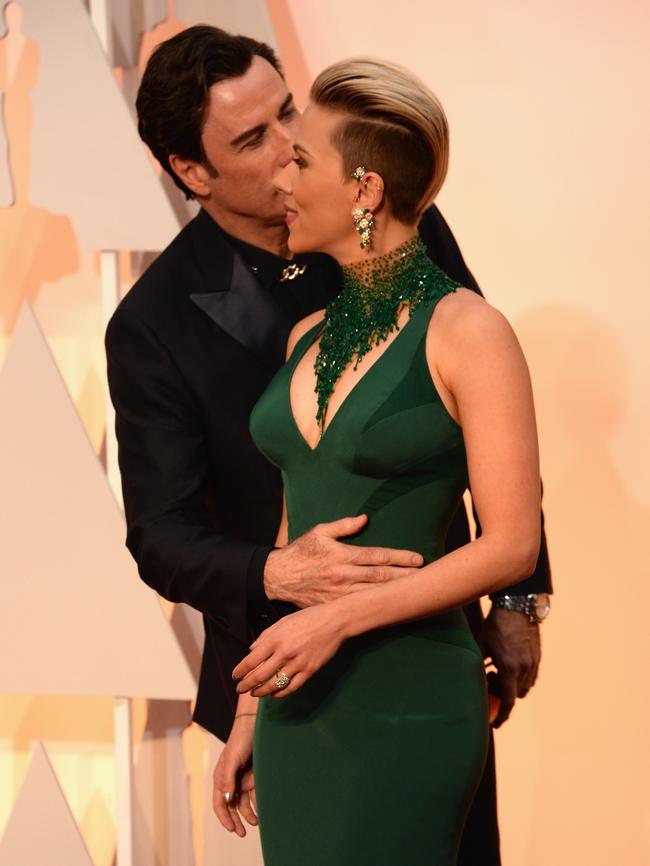 Johansson gives him the cheek.