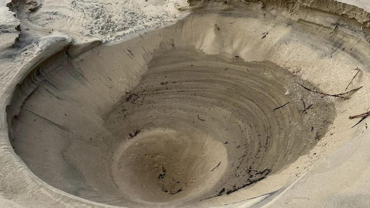 ‘Never seen’: Hole opens on Aussie beach