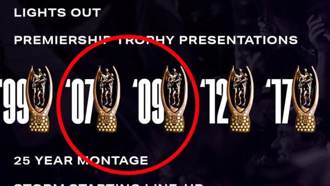 Melbourne Storm post with stripped titles