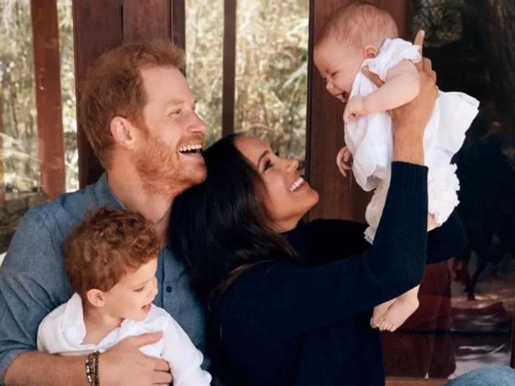 Harry and Meghan pose for their Christmas card last year with Archie and Lilibet. Picture: Supplied