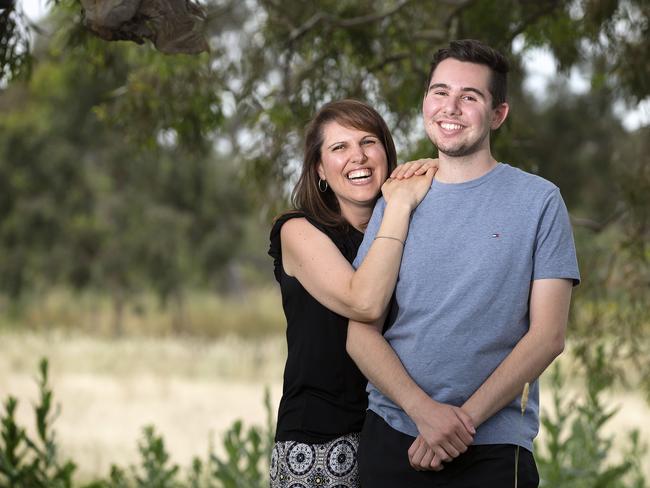 Dylan Company, 19, with mum, Margaret. Picture: Sarah Matray