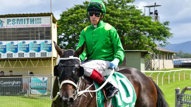 Michael Cahill, the champion jockey who will retire on Saturday, rides a winner recently at Murwillumbah recently. Picture: Grant Peters / Trackside Photography.