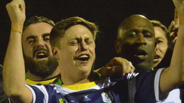 Hamish McGilvray celebrating a win while playing with the Knox Rugby club. Picture: Facebook