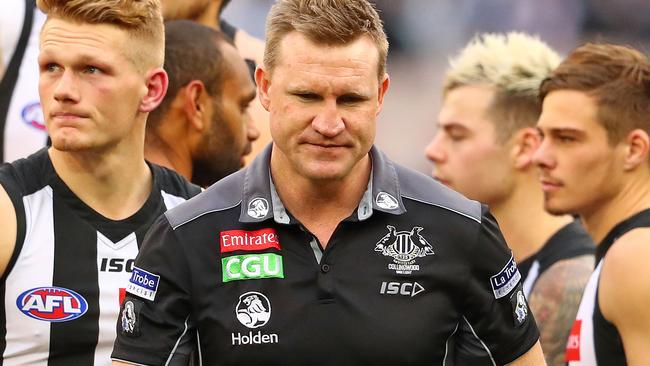 Nathan Buckley will coach out the season with Collingwood. Picture: Getty