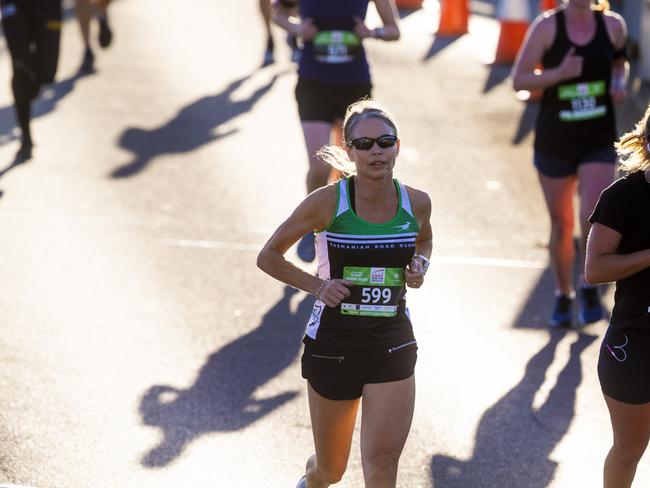 Run the Bridge Fun Run 2020 across Tasman Bridge. Picture: RICHARD JUPE