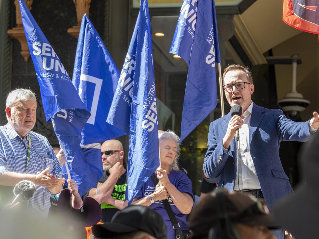 Greens Senator David Shoebridge was among the speakers at the protest. Picture: NCA NewsWire /Simon Bullard