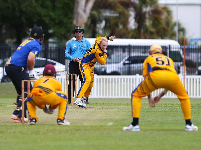 Pictured: Benjamin McCartney. Norths v Mareeba at Griffiths Park. Cricket Far North First Grade 2024. Photo: Gyan-Reece Rocha.