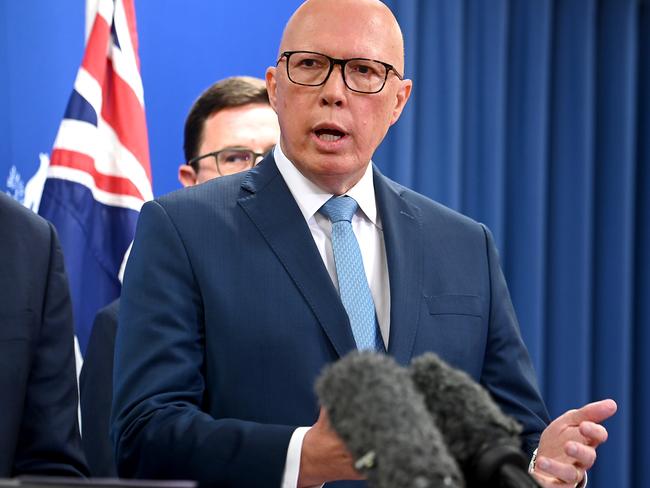 Peter Dutton has pledged to establish a royal commission into child sexual abuse in Indigenous communities within 100 days if elected. Picture: NewsWire / John Gass