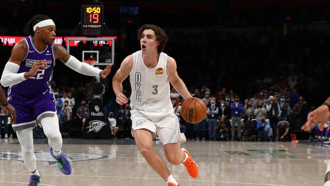 Josh Giddey broke another NBA record against the LA Lakers. (Photo by Zach Beeker/NBAE via Getty Images)