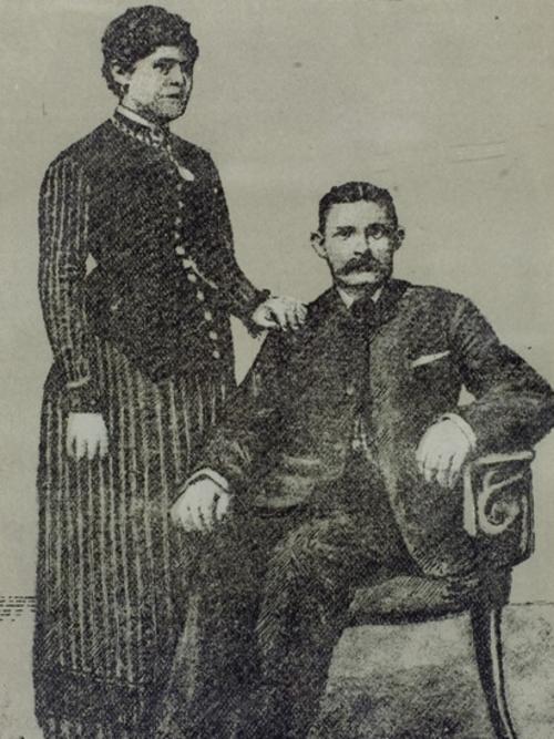 Sketch of Deeming and his first wife, whom he murdered in Rainhill in the UK. Picture: Supplied.