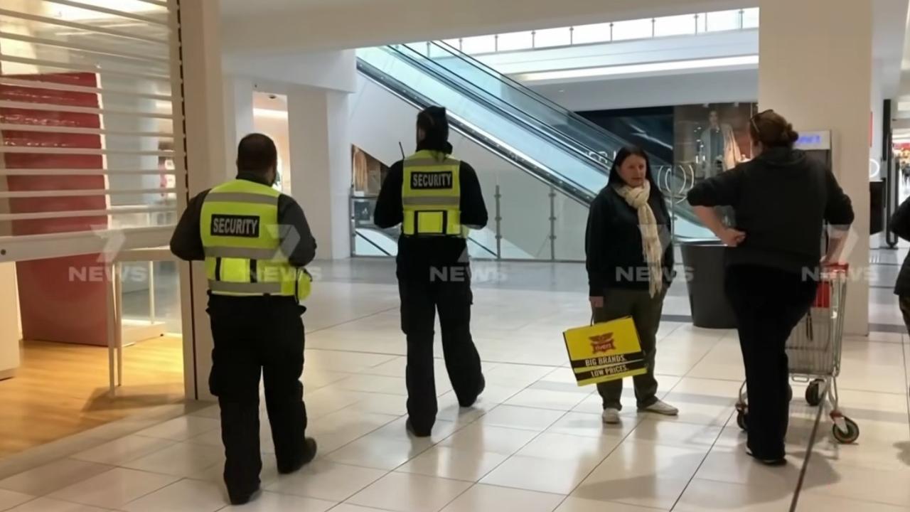 Police swarmed Bayside Shopping Centre in Frankston on Tuesday .Picture: 7News