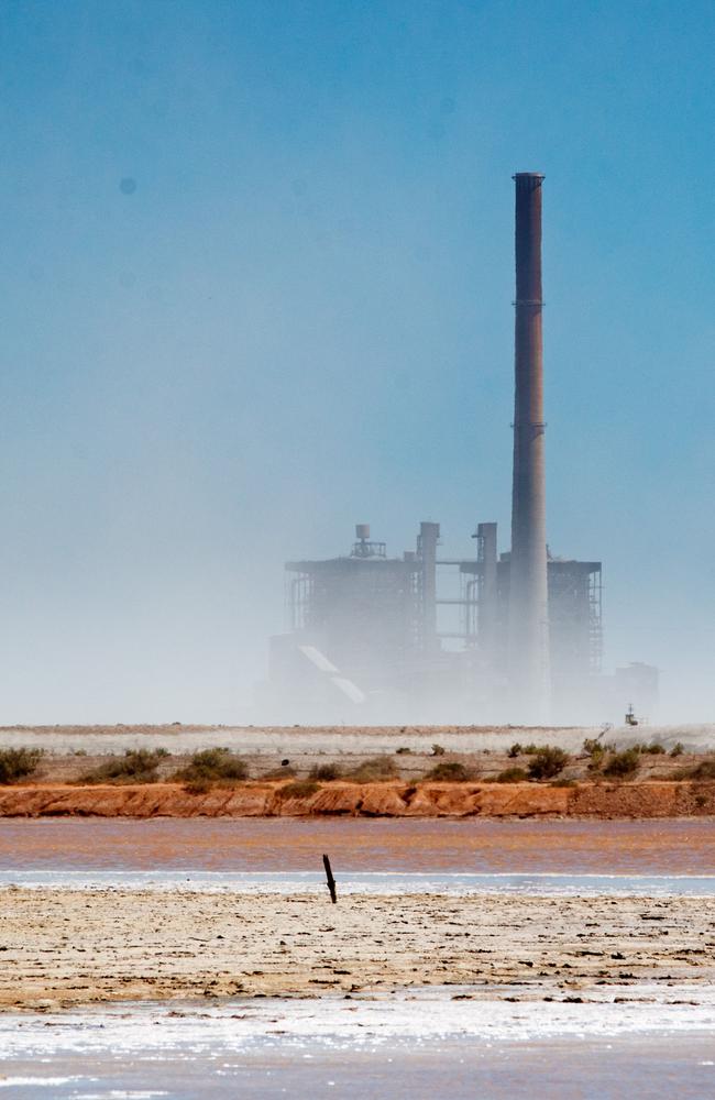 Fly ash is blown from the Northern Power Station at Port Augusta, causing health concerns for residents. Picture: Matt Turner