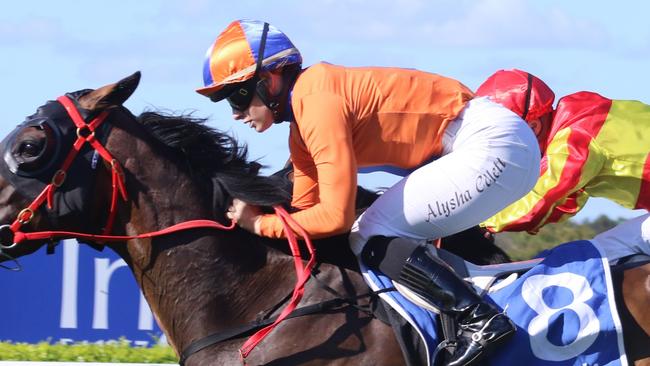 Alysha Collett rides Linguee for trainer Kim Waugh at Newcastle. Picture: Grant Guy